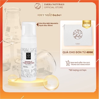 Sữa rửa mặt aha bha zakka naturals làm sạch, ngăn ngừa mụn mandelic pore purifying foam cleanser 150ml