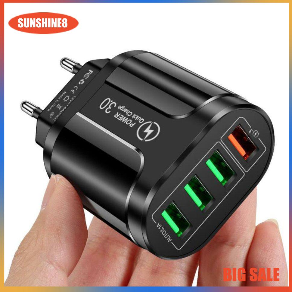 Đầu sạc nhanh QC3.0 4 cổng USB có đèn LED