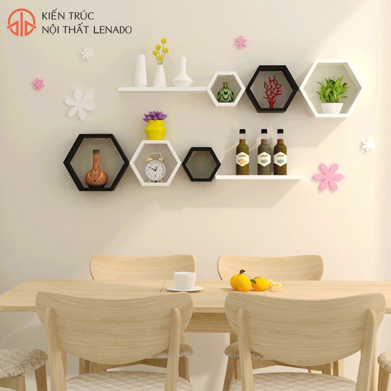 [SIÊU ĐẸP-MẪU BÁN CHẠY SỐ 1] Kệ treo tường hình lục giác cực đẹp dành cho phòng khách,ngủ+Tặng kèm phụ kiện lắp đặt