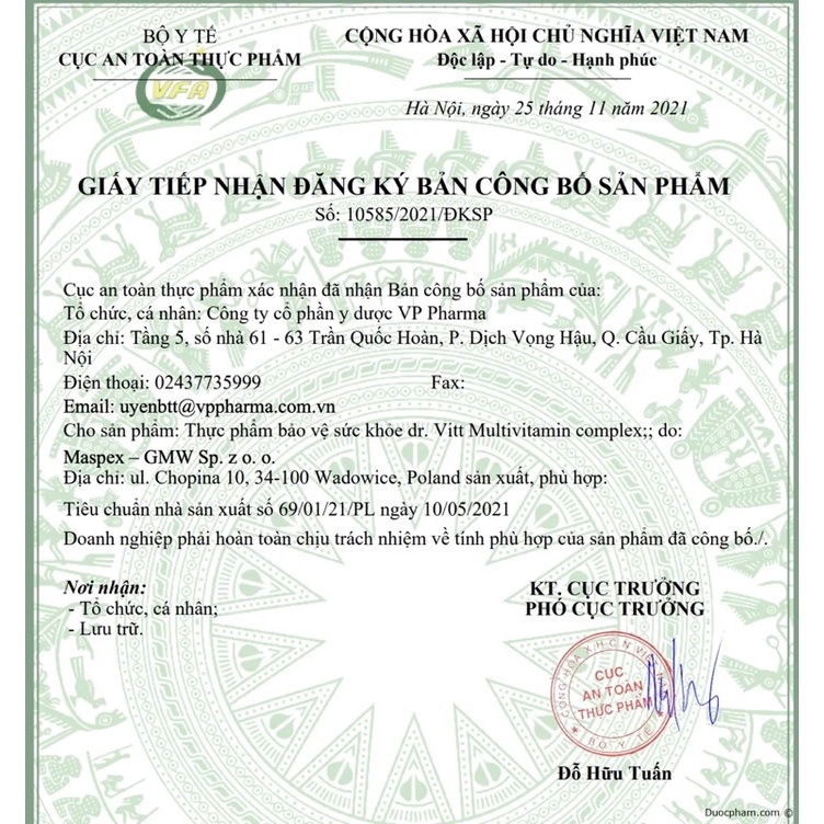 sủi multi vitamin complex dr.vitt (vitamin c, vitamin e, itamin b6,vitamin b12,folic acid,biotin,niacin,pantithenic acid