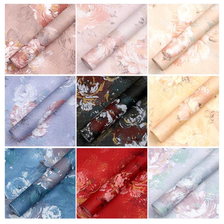 Set 5 Giấy Gói Hoa Chống Thấm Nước Dày Dặn Họa Tiết Tranh Sơn Dầu Đẹp Mắt