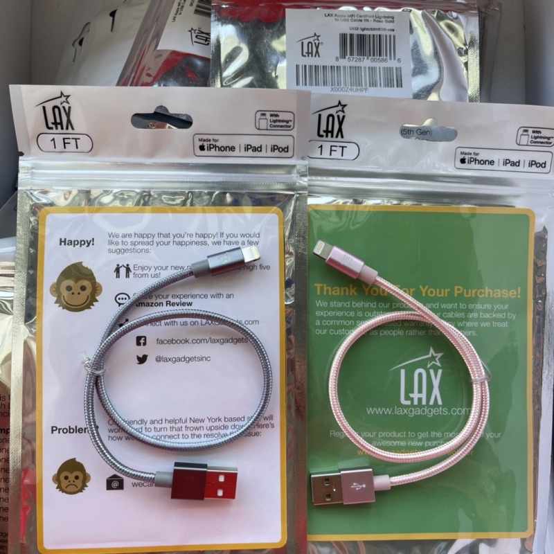 Cáp Sạc Ngắn MFi Bọc Dù LAX USB A to L 38cm