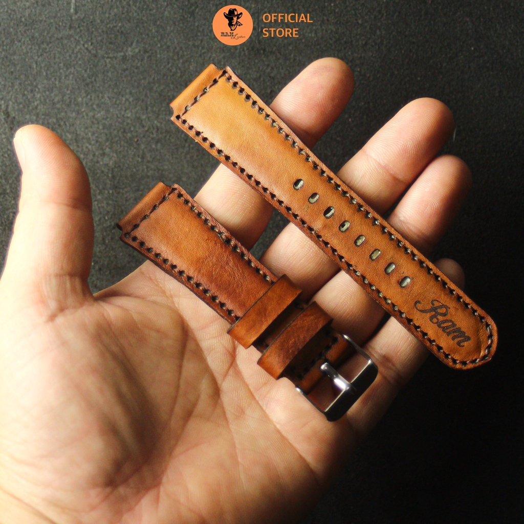 Dây đồng hồ da bò màu vàng bò - RAM Leather Classic 1970