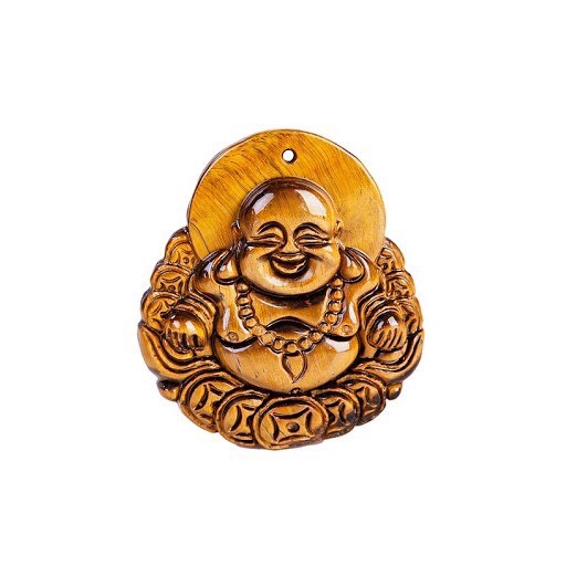 Mặt Dây Chuyền Phật Di Lặc đá Mắt Hổ Nâu Vàng thiên nhiên Tặng kèm dây đeo sang trọng - Hợp mệnh Kim, Thổ