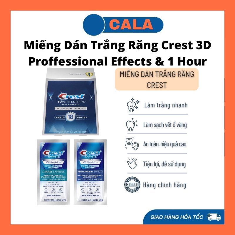 Miếng Dán Trắng Răng Crest 3D Professional Effects & 1 Hour