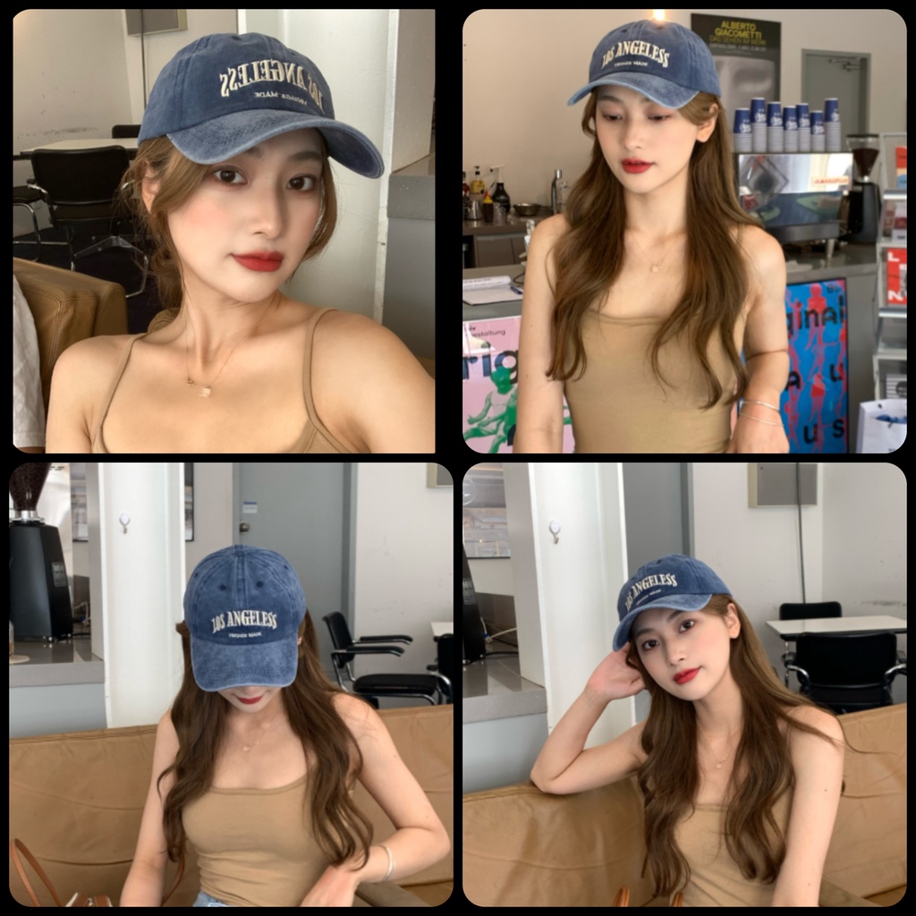 Mũ lưỡi trai thêu Los Angeles nam nữ vải bò denim nón kết đi học đi chơi thời trang đẹp rẻ phong cách học sinh sinh viên