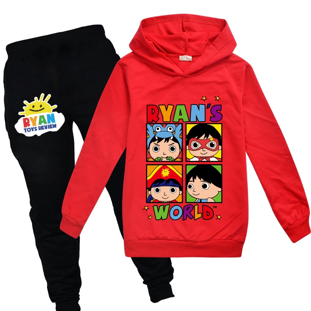 Bộ Đồ 2 Món Áo Hoodie Tay Dài In Hình Ryan Toy Review Cho Bé Trai