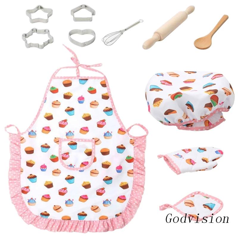 Bộ Tạp Dề Và Nón Đầu Bếp Dành Cho Bé Gái 2-6 Tuổi