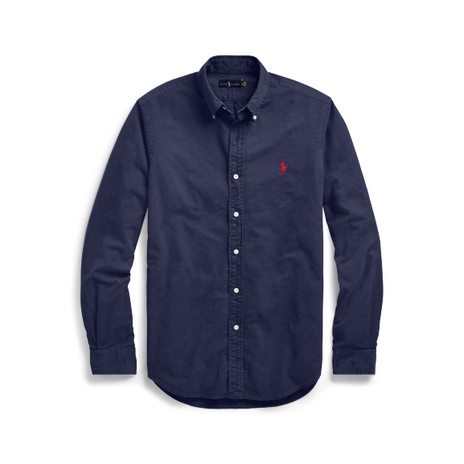 Áo Sơ Mi Cotton Dài Tay Màu Trơn Phong Cách Doanh Nhân Thời Trang Ralph Lauren Cho Nam