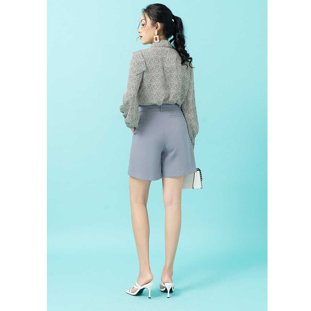 Quần shorts vải nữ 92WEAR3 màu, 2 đai eo SVA1088