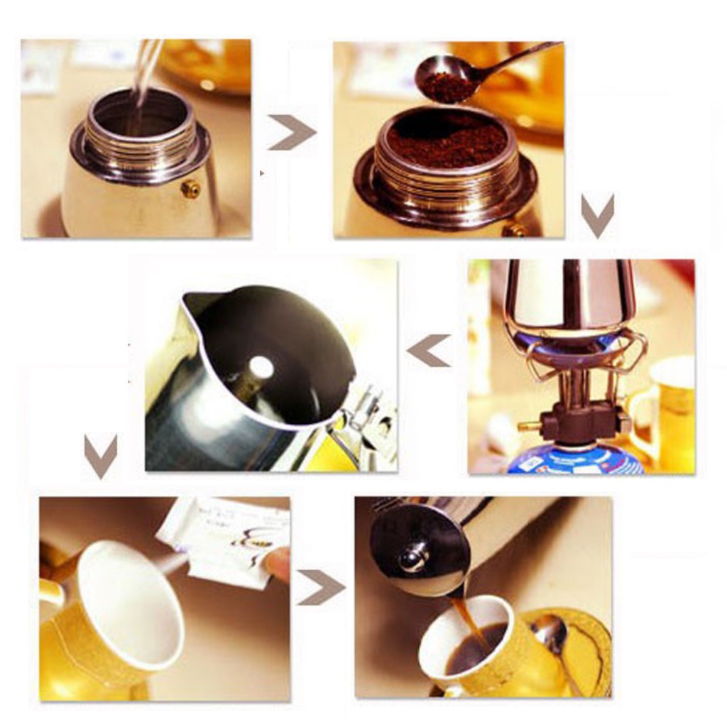 Bộ 3 Ấm Pha Cà Phê Espresso Percolator Ý Bằng Nhôm