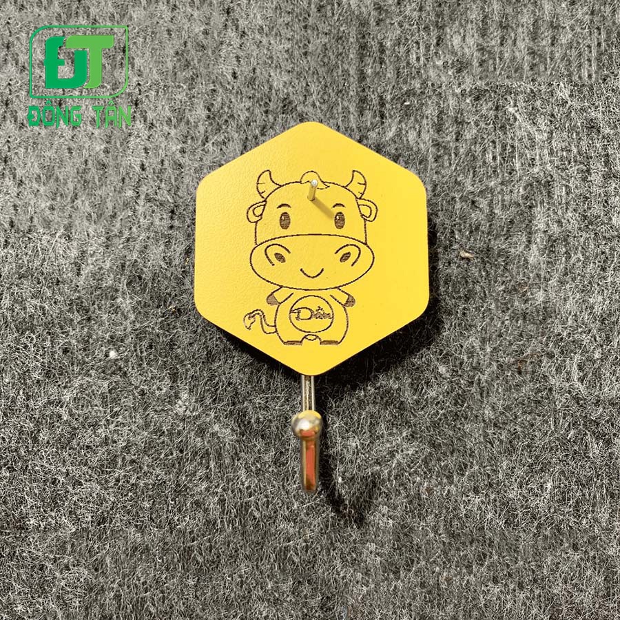 Combo 6 Móc Dán Tường Bằng Gỗ Hình Lục Giác Móc Treo Bằng Inox Hình Độc Đáo Màu Ngẫu Nhiên