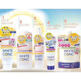 Tẩy da chết body trắng da white conc 180g số 1 cosme nhật bản