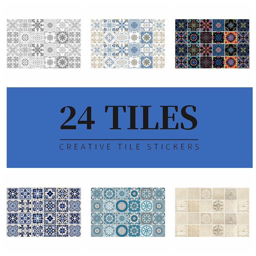 WATTLE Set 24 Miếng Dán Trang Trí Cầu Thang Chống Thấm Nước Chống Dầu