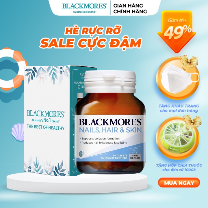 Viên Uống Chăm Sóc Tóc, Da, Móng Blackmores hair nail skin 60 viên Của Úc Dành Cho Cả Nam Và Nữ