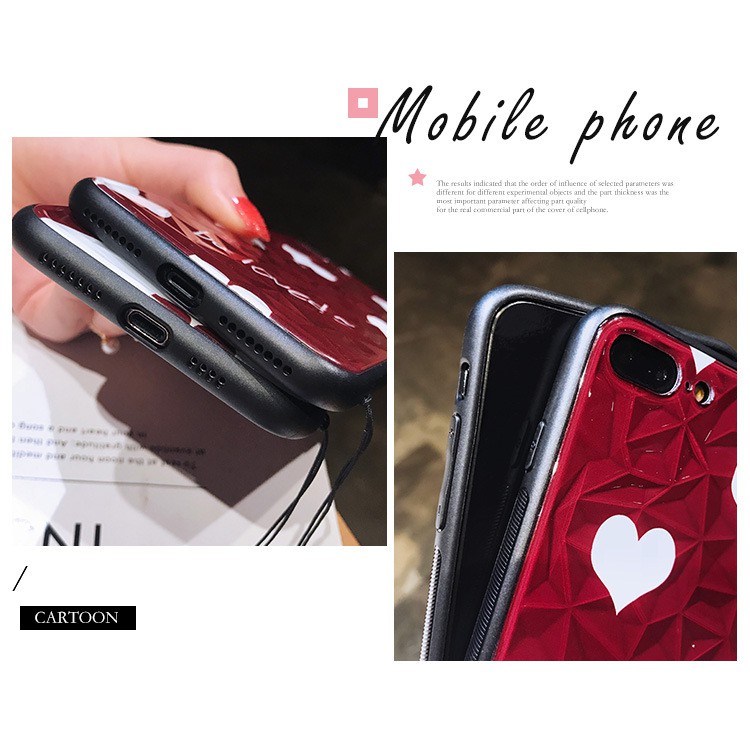 Ốp lưng iphone 6/6s, 6/6s plus vân kim cương hình trái tim