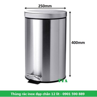 Thùng rác inox đạp chân 12 lít