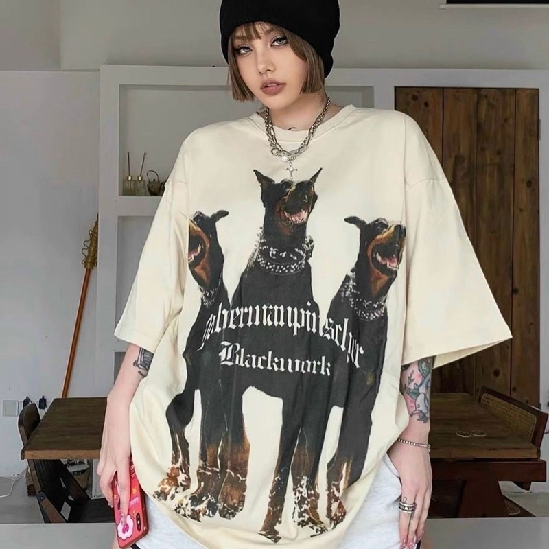 ÁO THUN TAY LỠ COTTON 3 DOG FORM UNISEX NAM NỮ (hình chụp thật)
