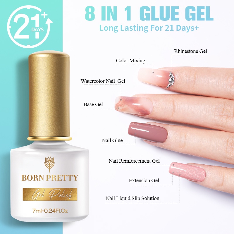 Gel sơn móng tay BORN PRETTY trong suốt 7ml 8 trong 1
