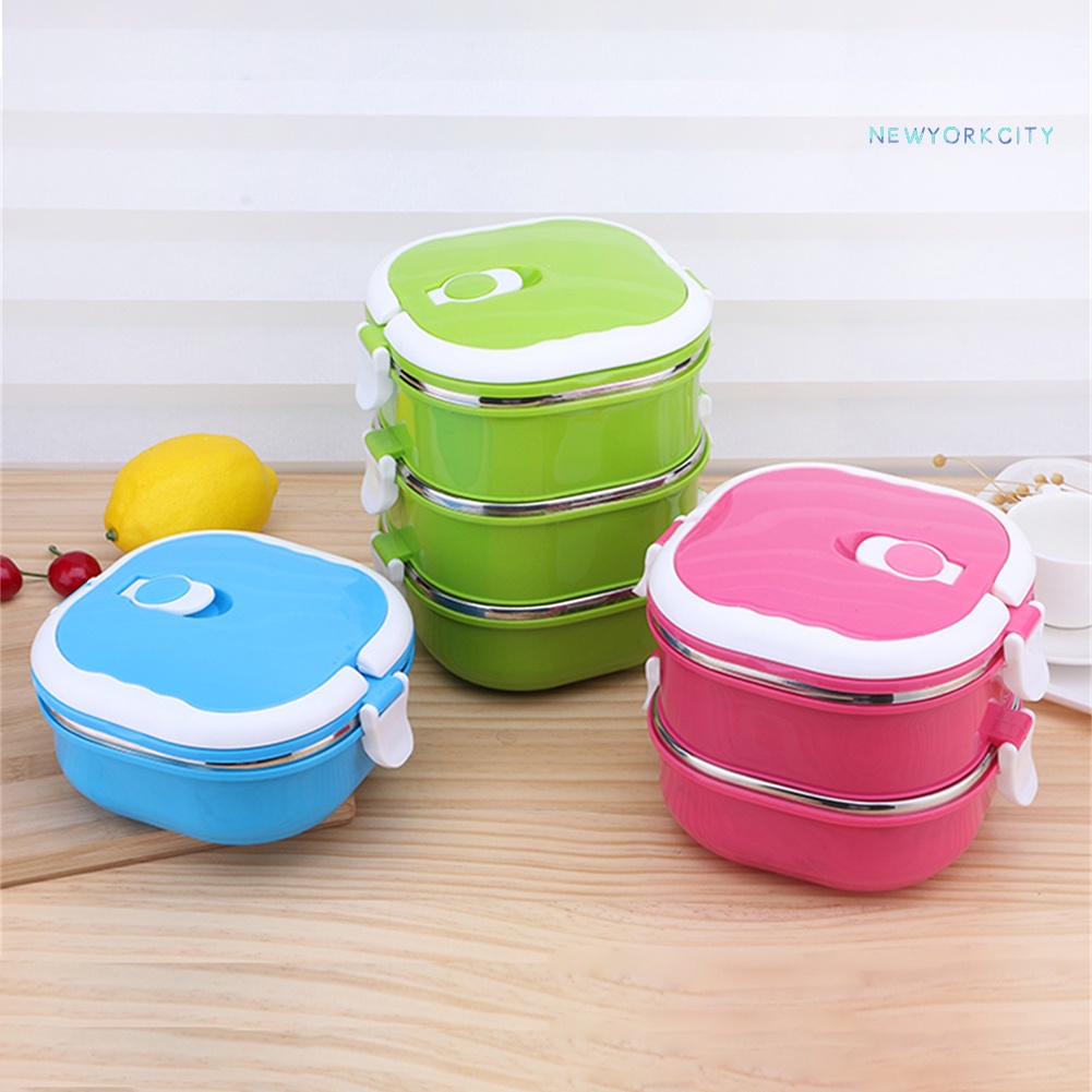 Hộp Đựng Cơm Trưa Cách Nhiệt 1/2/3 Lớp Thiết Kế Hình Vuông Di Động Tiện Dụng Mang Theo Dã Ngoại NYC