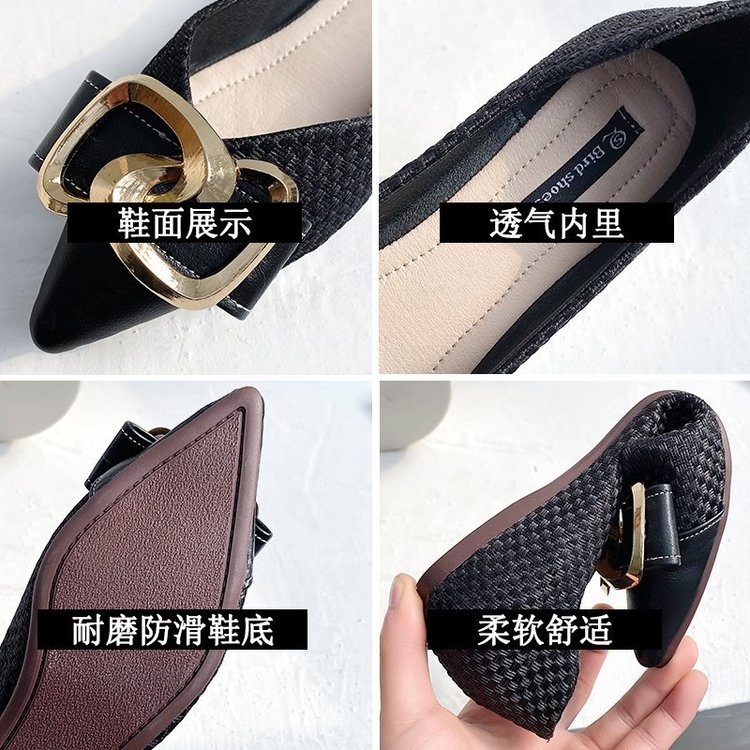 Giày búp bê mũi nhọn gắn nơ thời trang xinh xắn cho nữ