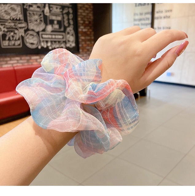 Chun cột tóc Scrunchies voan tơ,scrunchies kẻ