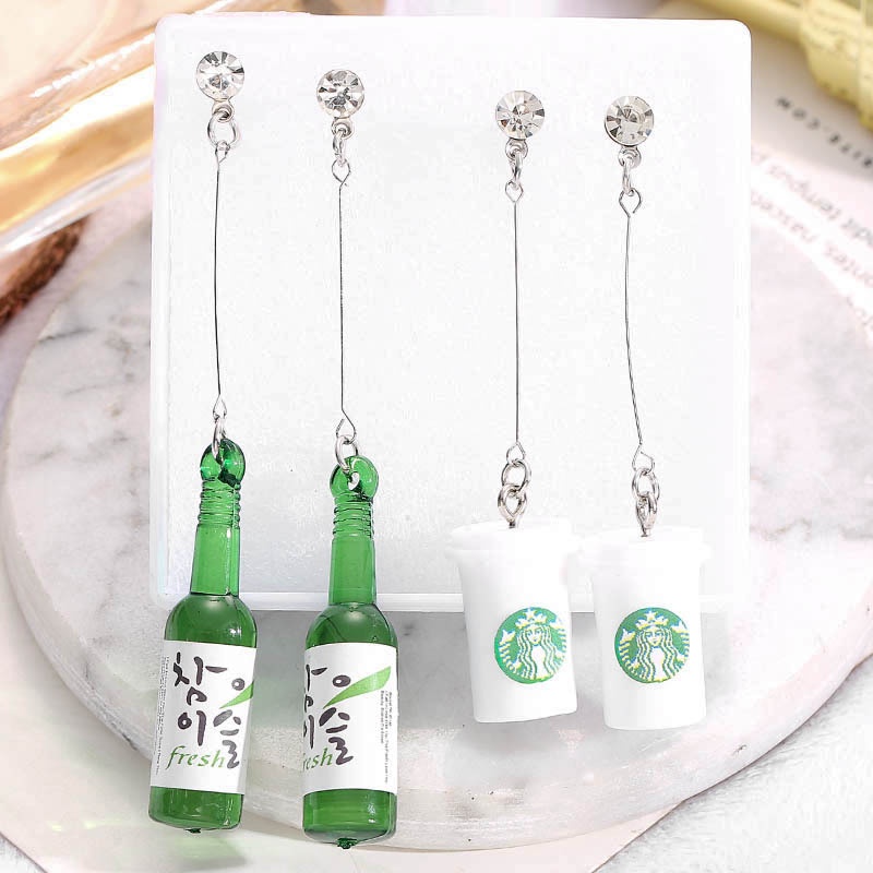 Bộ Hai Đôi Khuyên Tai Dáng Dài Đính Đá Phong Cách Hàn Quốc Cho Nữ