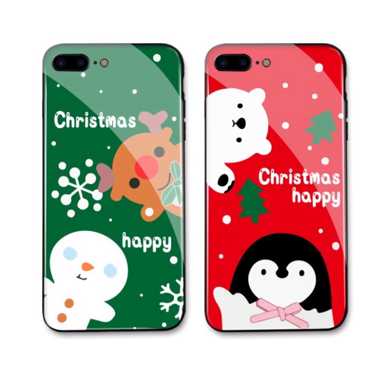 Ốp lưng iphone 6, 7, 8 Plus, X, XS, XR, XSMAX, 11, 11PRO, 11 PROMAX, 12, 13 PROMAX lễ noel xinh tươi BẰNG KÍNH PKVN