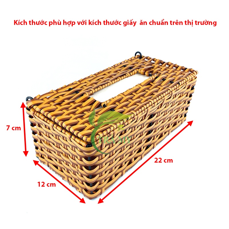 Hộp Đựng Khăn Giấy Ăn Chữ Nhật Dài Size Nhỏ Dành Cho Quán Ăn, Tiệm Cà Phê, Bàn Ăn Gia Đình - Mây Tre Trà My