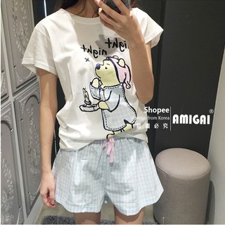 Set đồ ngủ ngắn hình chú gấu dễ thương cho nữ