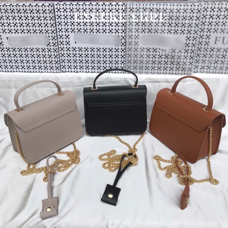 Túi xách nữ Phơ La có quai xách và dây đeo chéo tháo dời sz 18 khoá bấm
