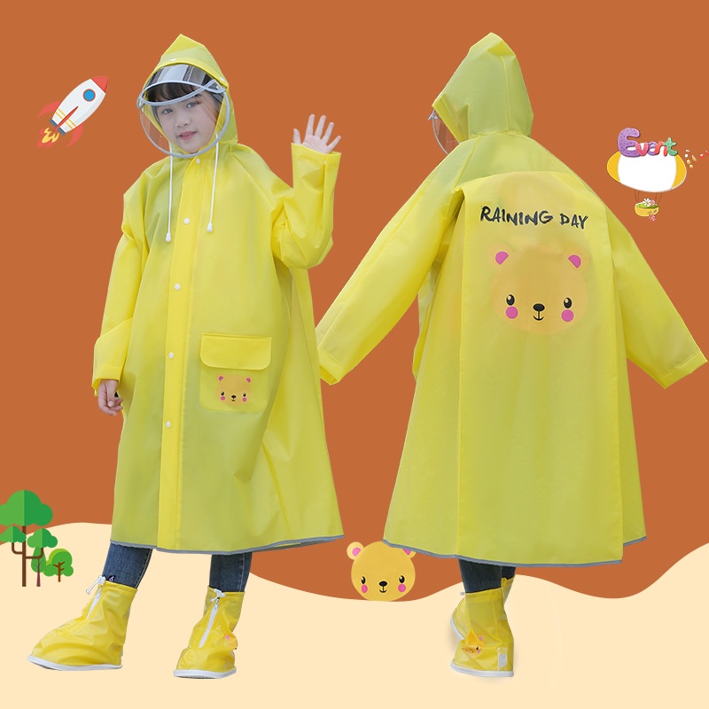 Áo Mưa Toàn Thân Có Dây Thắt Lưng Chống Mưa Chiều Cao 110-160cm Cho Trẻ Em