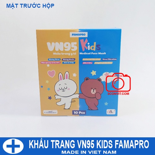 Hộp 10 chiếc khẩu trang trẻ em VN95 for KIDS Famapro