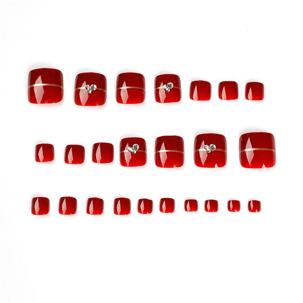 Hộp 24 Móng Chân Giả Đầu Vuông In Hoa Có Thể Tháo Rời MIHAN1