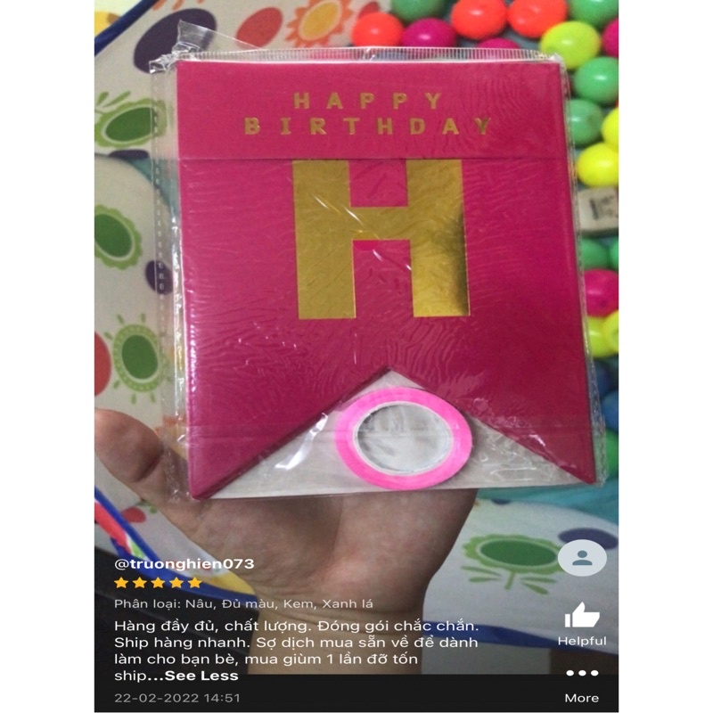 Dây cờ treo trang trí chữ Happy birthday ánh kim