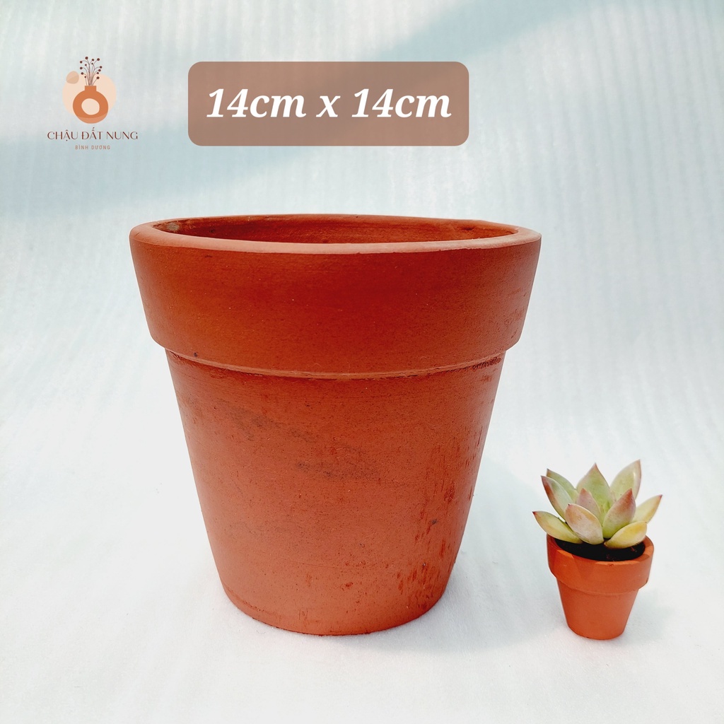 Chậu đất nung, Chậu sen đá - Ly gờ 1414, miệng châu 14-18.5cm chiều cao 14-16cm