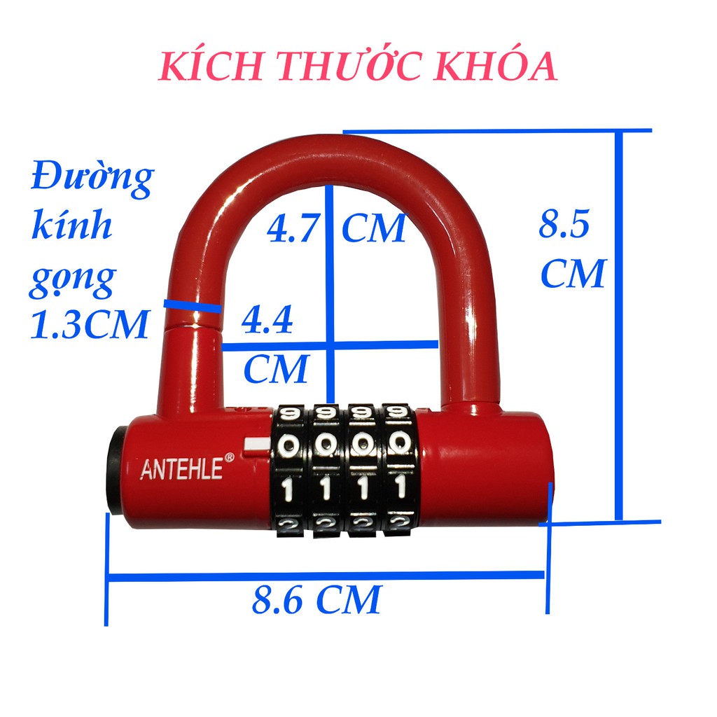 Khóa số ANTEHLE 4 số thay đổi được mật mã - màu đỏ