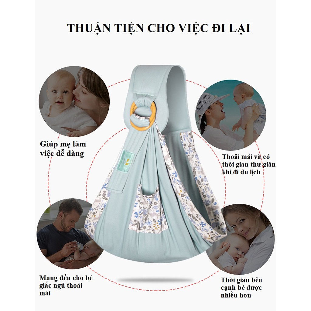 Địu Em Bé Hogokids 5 Tư Thế Mô Phỏng Tự Nhiên Chất Liệu Vải Cao Cấp