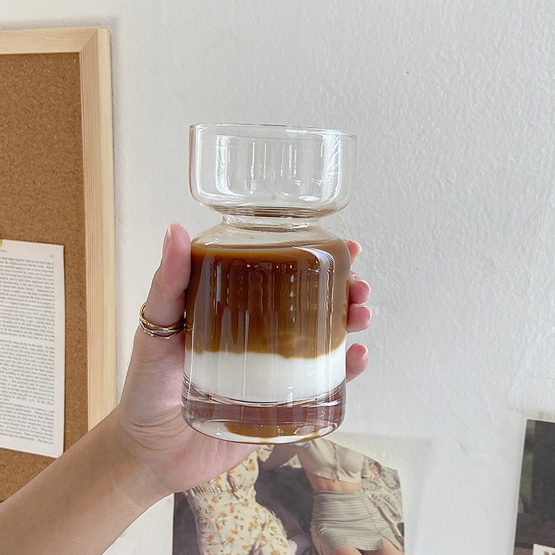 Ly Thủy Tinh Uống Cà Phê/Nước Ép Thiết Kế Trong Suốt Sáng Tạo