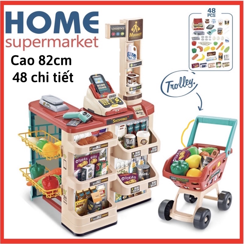 ⚡𝐇𝐎𝐌𝐄 𝐒𝐔𝐏𝐄𝐑𝐌𝐀𝐑𝐊𝐄𝐓⚡ Đồ chơi siêu thị cỡ lớn, máy quét tính tiền phát âm thanh như thật 🦁