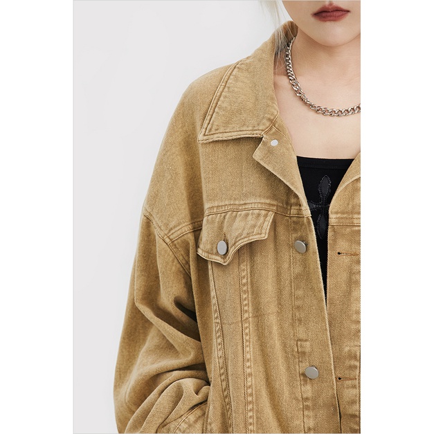 Áo khoác Denim Make it Rain dáng rộng phong cách Hàn Quốc