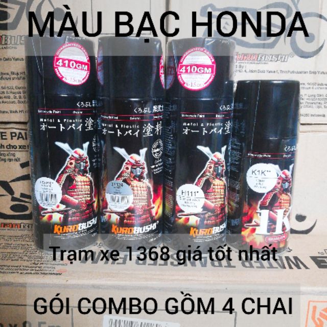 SƠN SAMURAI COMBO MÀU BẠC SÁNG HONDA H111 GỒM 4 CHAI