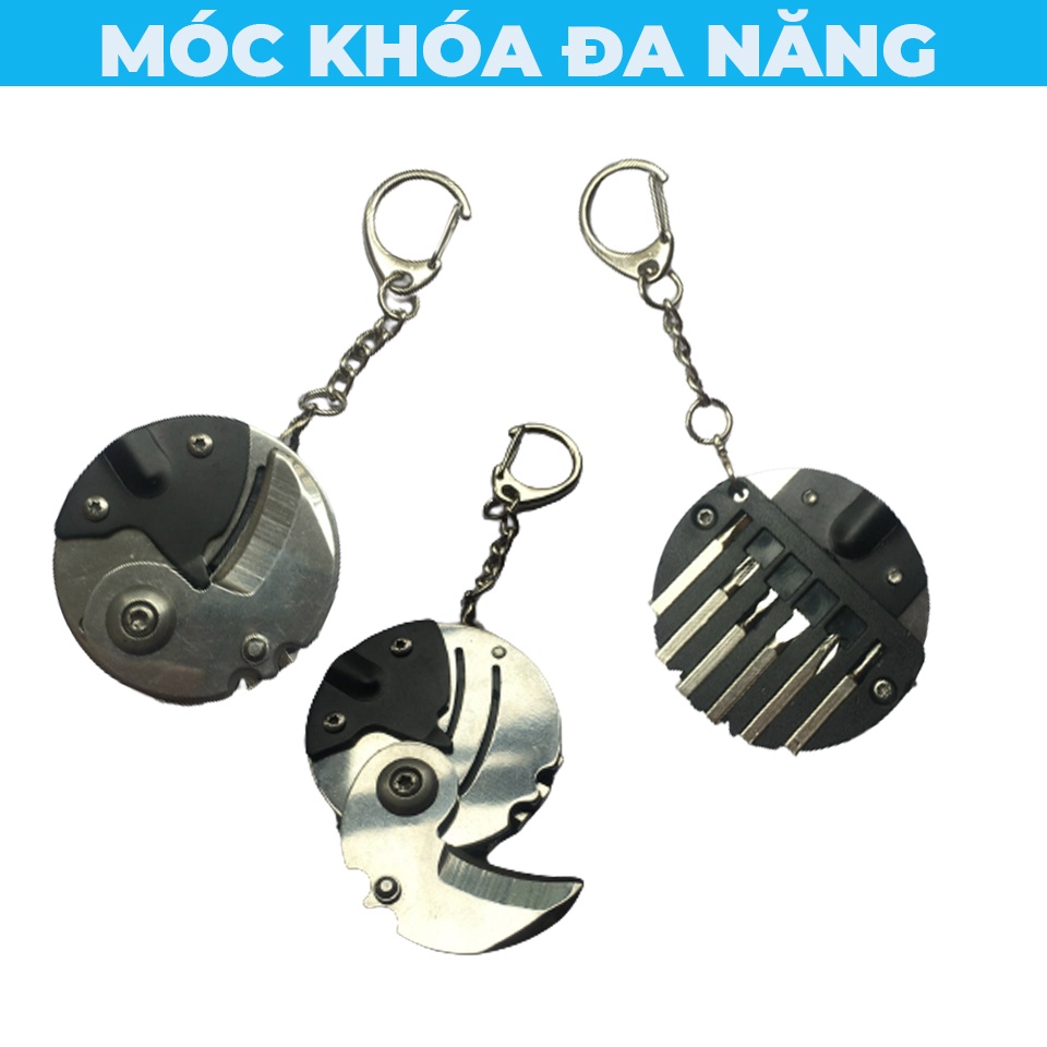 ✅ Móc Khóa Mini Gấp Gọn Tích Hợp Bộ Tuốc Nơ Vít, Dao Cắt Đa Năng