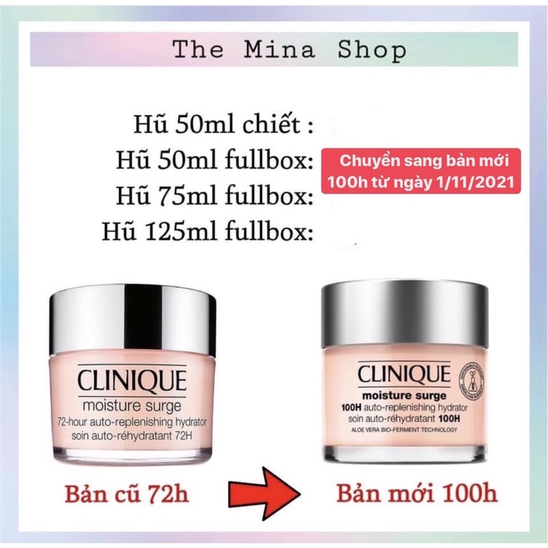 Kem dưỡng Clinique Moisture Surge 72h/100h Hydrator 30ml/ 50ml/ 75ml Fullbox