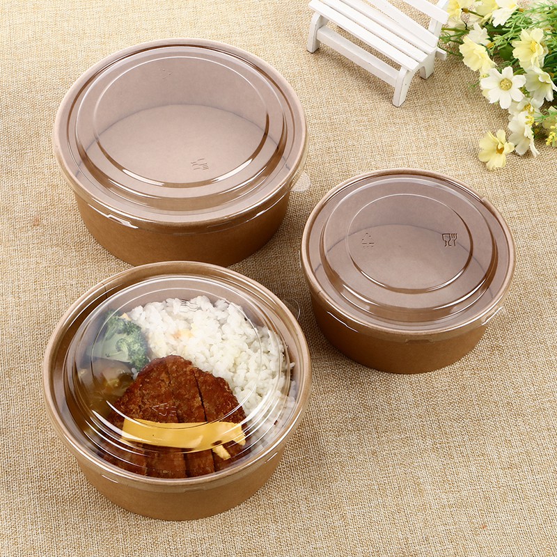 (Set 25) Tô Giấy Kraft Tròn, Tô Salad, Hộp Giấy Kraft Đựng Bánh &amp; Thức Ăn Nhanh