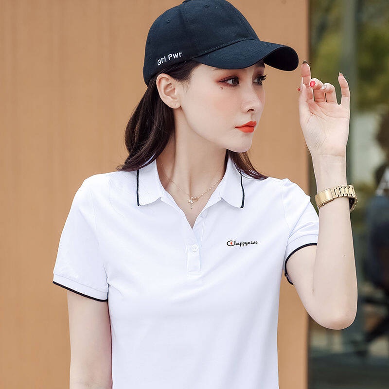 Áo Thun Polo Tay Ngắn Màu Trắng Thời Trang Dành Cho Nữ