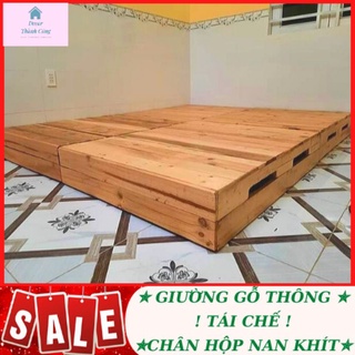 Giường ngu ✯✯ Pallet Gỗ Thông Tái Chế ✯✯ Nội thất thành công 🎁🎁Giá Rẻ Mẫu Chân Hộp 😘😘Nan Khít
