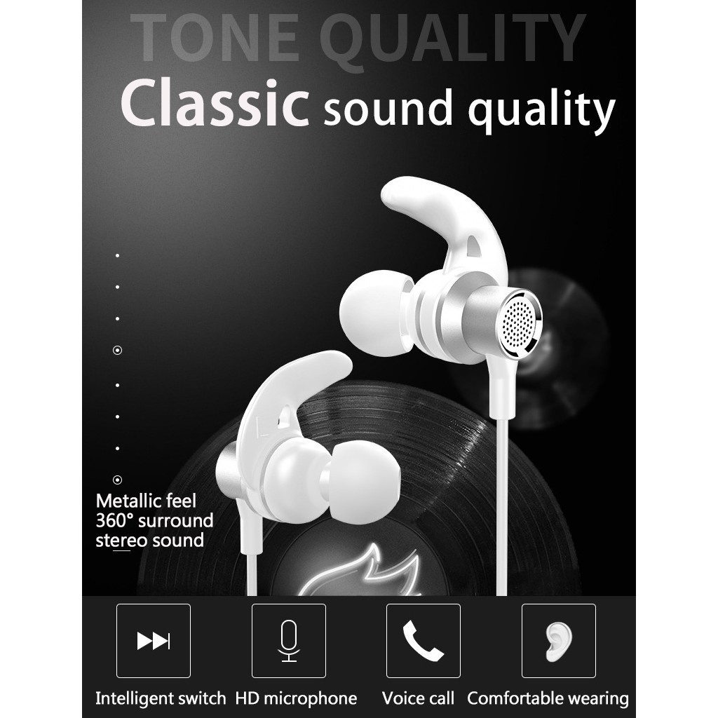 Tai Nghe Dạng Móc Vành Tai Giắc Cắm 3.5mm Âm Thanh Siêu Trầm HIFI HD