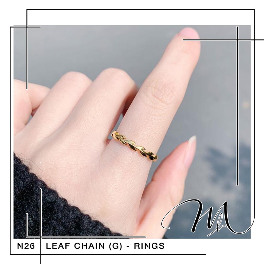 Nhẫn nam nữ Titan không gỉ mẫu lá cây độc đáo - Măng’s House N26
