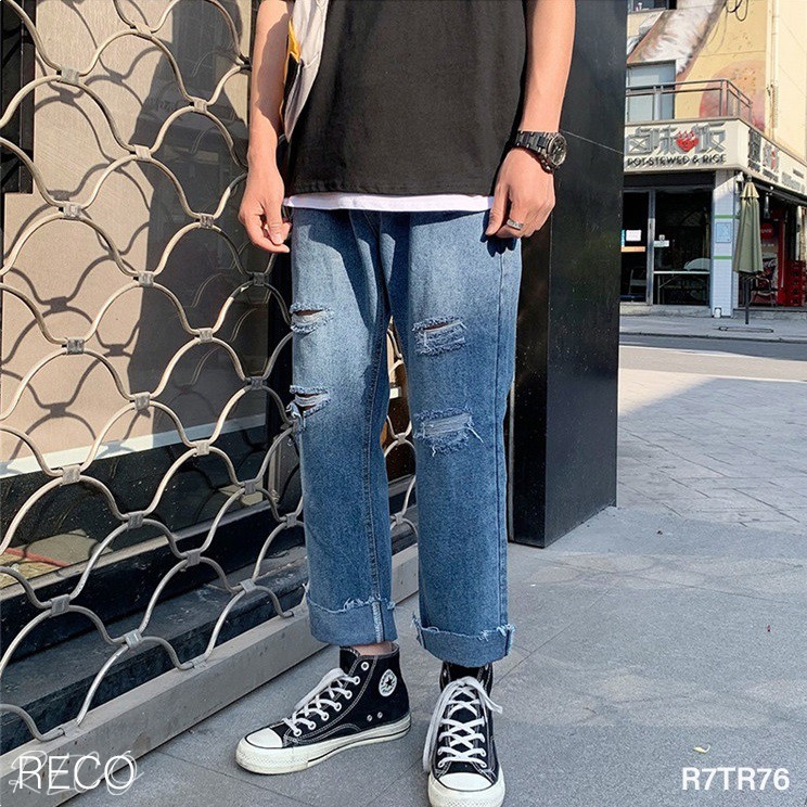 Quần jean nam nữ  Hàn Quốc cao cấp dáng rộng Trousers Loose R7TR76 Unisex